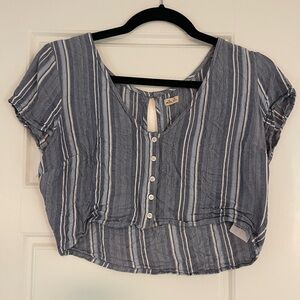 Hollister Blue and White Striped Crop Top